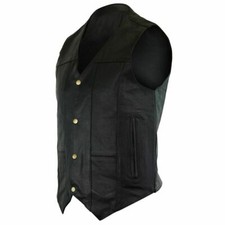 Men's Biker Vest Concealment Leather Plain Side Motorcycle Vest by Vance Leather