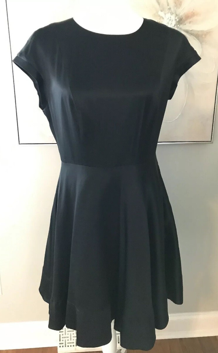 ted baker black silk dress Ted Baker Womens Silk Fit Flare Dress Little Black Dress Lined Cap Sleeve  Sz 3