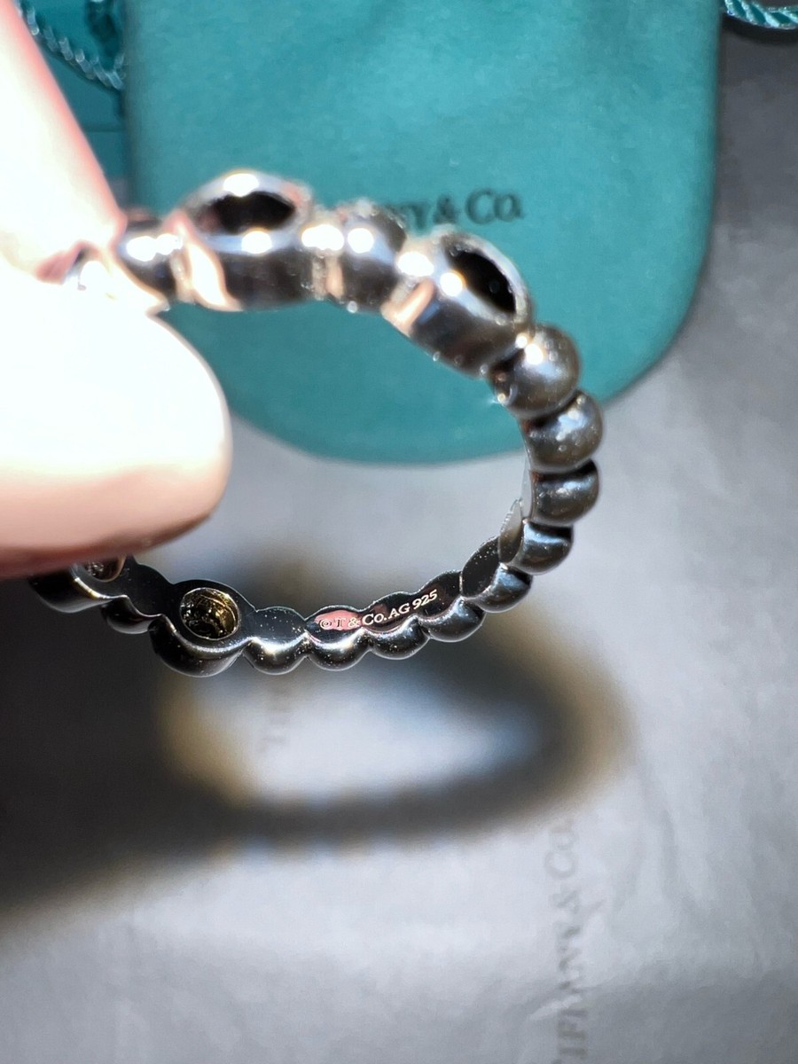 Tiffany & Co. Sterling Silver, Size 6, Black Spinel Band Tiffany & Co. Sterling Silver, Size 6, Black Spinel Band