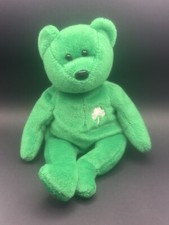Ty Beanie Baby Erin Bear 1997 - Irish Shamrock, Retired Collectible Plush Green
