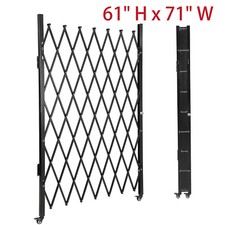 Single Folding Security Door 61" H x 71" W Expandable Fence Gate w/Rolling Wheel