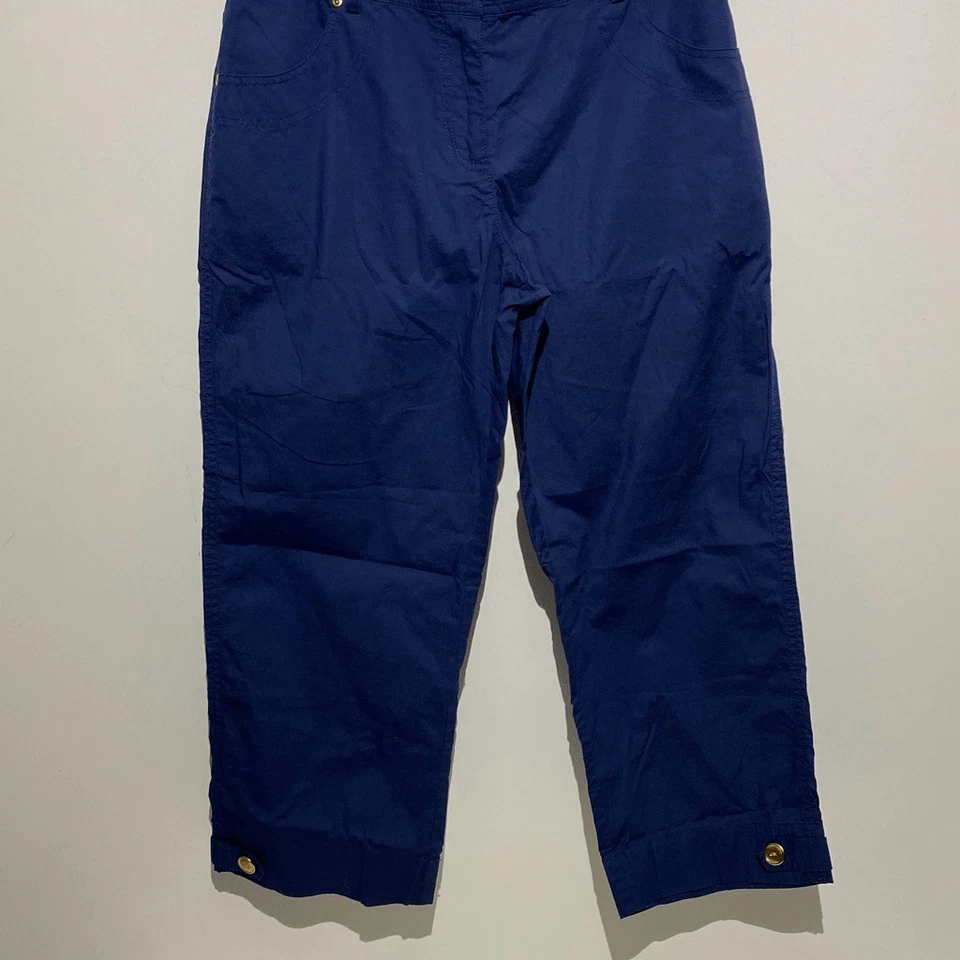 Hearts Of Palm Women's Blue Straight Leg Cotton Blend Chino Pants Size 8 - Image 3 of 4