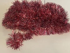 45  Red Pink White SNOW Christmas Tree Tinsel Garland Holiday Rope