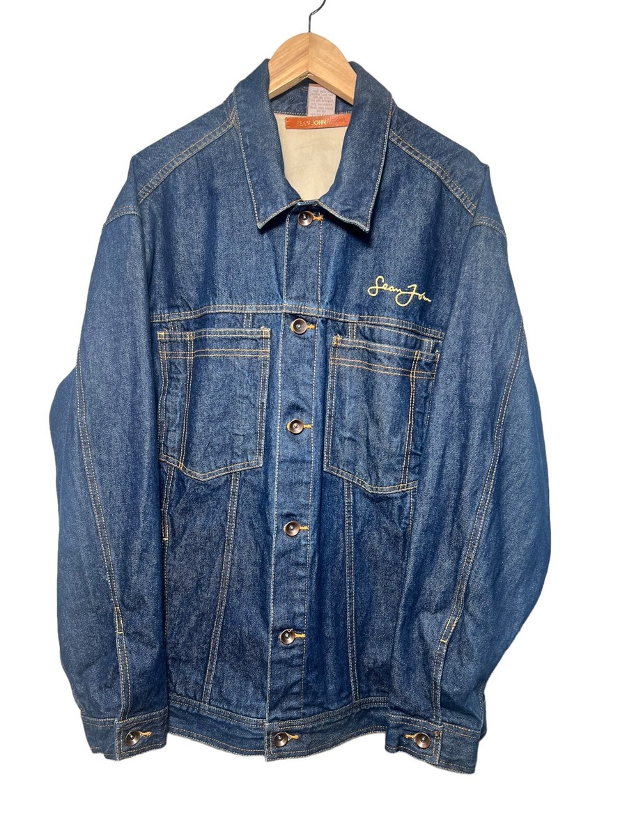 VINTAGE Sean John Jacket Mens XL Blue Denim Trucker 90s Hip