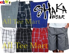 New Men's Shaka Wear Checker Plaid Shorts Loose Fitting Short Pants Size S - 5XL
