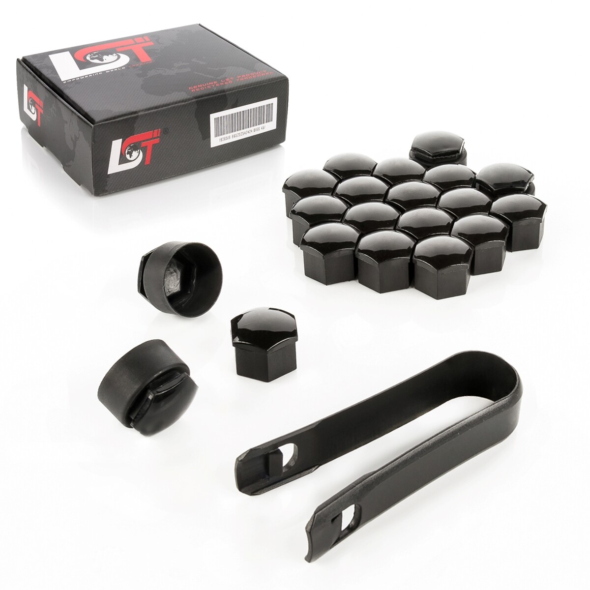 20X Wheel Nut Caps Anti-Theft Set 17 Mm Black Glossy For DAIHATSU