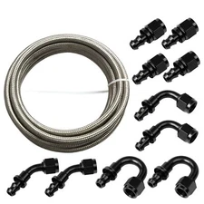 20' Stainless Steel Braided Fuel Line w/ 6AN Push Lock Fitting Hose End 10pcs
