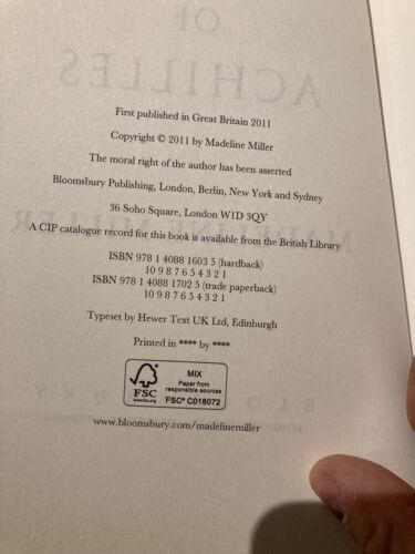 The Song of Achilles by Madeline Miller - VERY RARE UK ADVANCED READERS COPY - Picture 4 of 5
