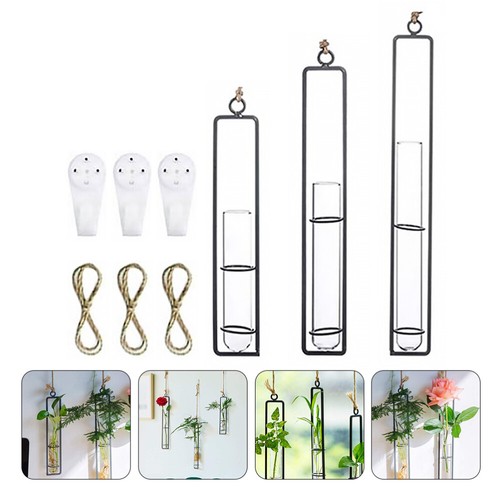 3 Sets hängende Reagenzglas Vase Fenster Blumengesteck Flasche Wand