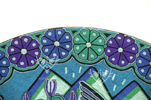 Quadro filato arte Huichol - Catinemiayeeni 60 cm. 24 pollici Filo per opera d'arte messicana - Foto 5 di 16