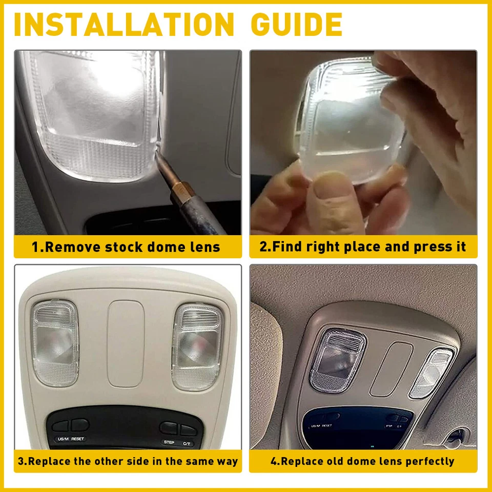 2 件内部 LH+RH 圆顶灯罩透明镜头适用于 2008 - 2010 道奇 Ram 4500 5500 — 第 3/4 张图片