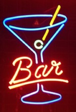 Bar Martini 17" Neon Sign Lamp Light Beer With Dimmer Business Glass Man Cave VY