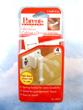 Ultra Secure Cabinet  Drawer Latches Child Safety 4 Pack Parents Magazine New