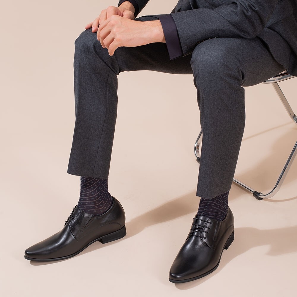 US8 CHAMARIPA Elevator Shoes For Men Black Oxford Dress  display picture 2