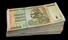 20 pcs x Zimbabwe 20 Billion Dollar banknotes-paper money currency-2008/AA or AB