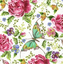  2 Two Paper Lunch Napkins for Decoupage/Mixed Media - Embroidery Flowers