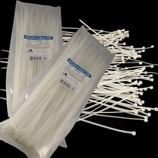NEW WHITE 200 PCS. 12 INCH ZIP TIES NYLON 40 LBS UV WEATHER RESISTANT WIRE CABLE