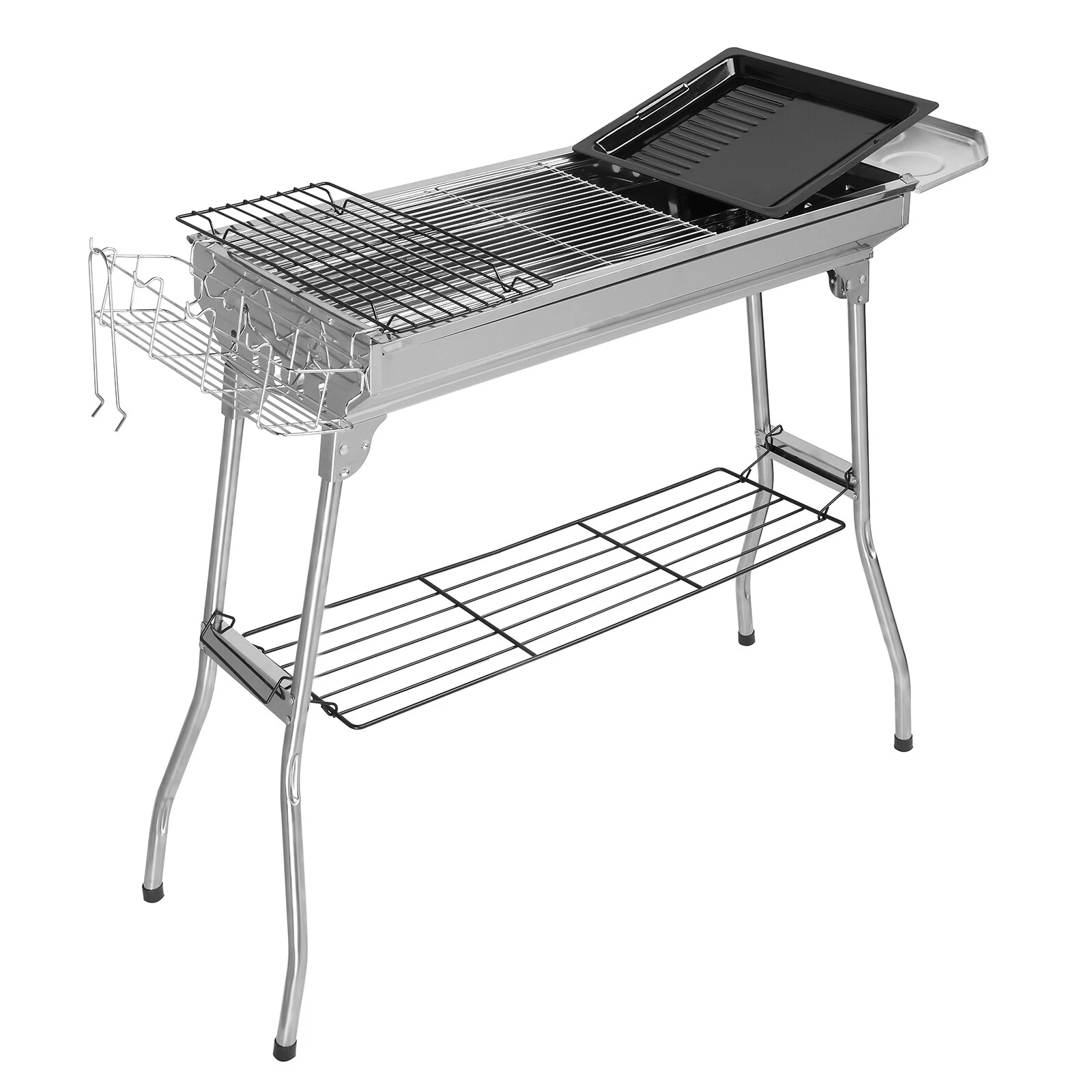 Foldable BBQ Charcoal Barbecue Grill Stainless Steel Stove Shish Kabob Camping