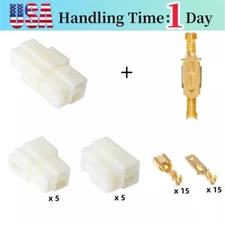 5 Sets Motorcycle Electrical 3 Pin Plug 6.3mm Spade Terminals Wire Connectors