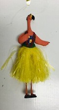 Department 56 pink flamingo ornament resin 56-34753 6  hula grass skirt
