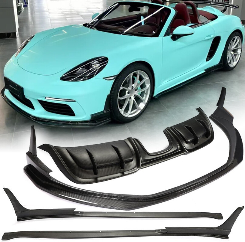 For Porsche 718 Boxster Cayman CARBON Front Bumper Lip Rear