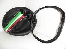 CUFFIA CAMBIO + cornice ghiera LANCIA YPSILON Y 843 vera pelle nera e tricolore