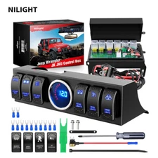 Nilight 6 Gang Rocker Switches Panel Relay Box Circuit Control for Jeep Wrangler