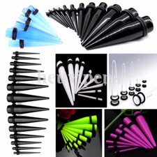 Set 16pc 14g - 00g Acrylic Ear Plug Flesh Taper O-Rings Expander Stretching Kit