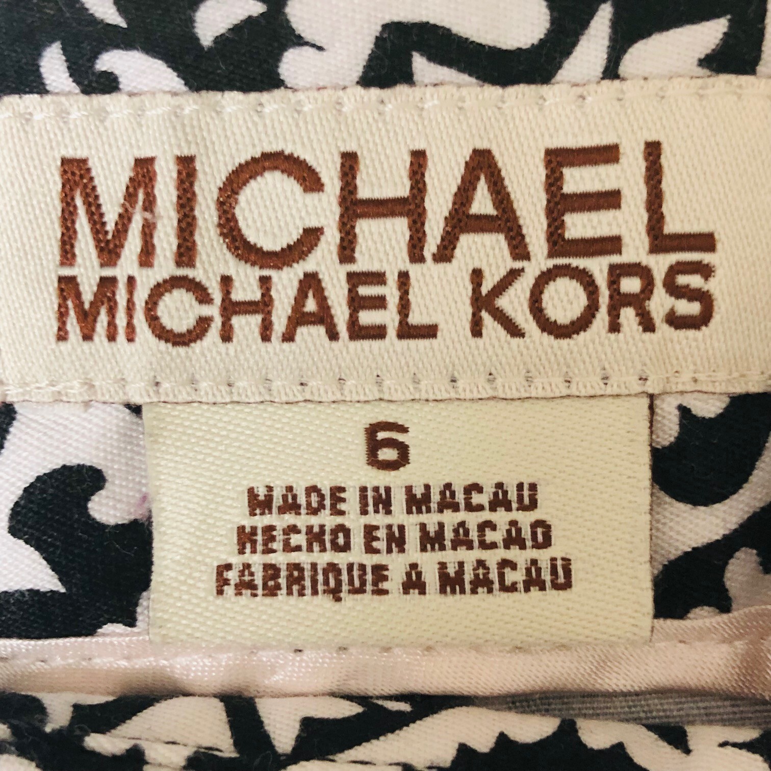 Michael Kors Black White Paisley Crop Pants Women's 6 Cotton 30 x 23.75 Zip thumbnail 5