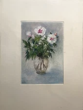 Franz Ehmke 1928-2018 Gdr Painter Still Life Blooming Hibiscus Flowers Pastel