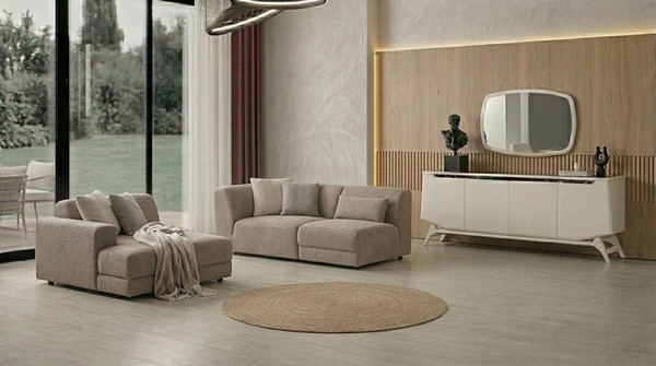 Konsole Spiegel Wohnzimmer Stil Modern Farbe Beige Neu Komfortabel-image