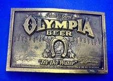 Olympia Beer Pale Export It's the Water Brewery Vintage 1974 Lewis Belt Buckle