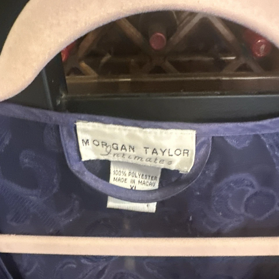 Morgan Taylor Satin Robe Navy Blue XL  - Image 2 of 4