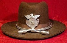 U.S. Army Officer Campaign Stratton Uniform Hat Brown 7 1/2 Single Dent vtg