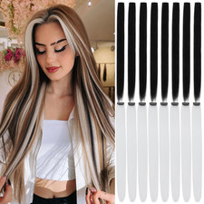 Hair Extensions Clip In, 16 Pcs Colored Hair Highlights for Girls