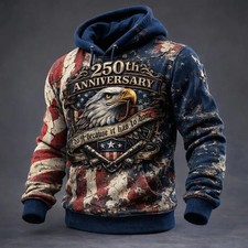 USA 250 Years Freedom Patriotic Design 3D Print Hoodie - Adult  Kid