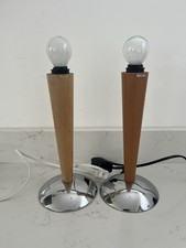2 X Vintage IKEA Kvintol Table Lamp Stand Base Only NO SHADES Beech Wood