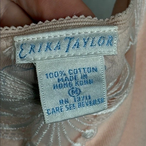 Camiseta sin mangas Erika Taylor vintage de encaje de algodón rosa talla mediana Foto 2 de 4