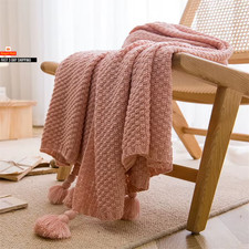 Nordic Blankets for Bed Sofa Couch Chunky Knit Bedspread Knitted Throw Blanket w