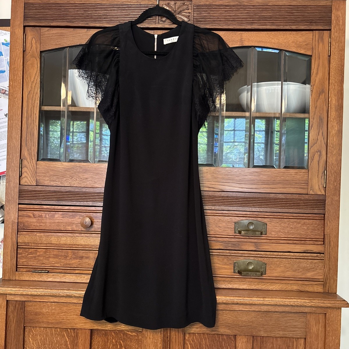 Sandro Paris Sz 2 XS Black Dress Short Puff Sleeves Tulle w Lace Rear Zip | eBay Sandro Paris Sz 2 XS Black Dress Short Puff Sleeves Tulle w Lace Rear Zip | eBay
