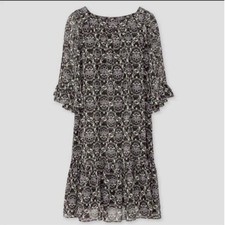 Uniqlo x Anna Sui Black Floral Chiffon Dress S New Online Exclusive