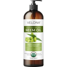 Velona Neem Oil USDA Certified Organic - 16 Fl Oz Virgin, Unrefined Cold Pressed