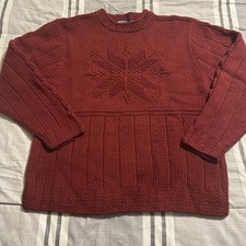 POLO RALPH LAUREN RARE VINTAGE INVISIBLE SNOWFLAKE 100 WOOL SWEATER BURGUNDY XL