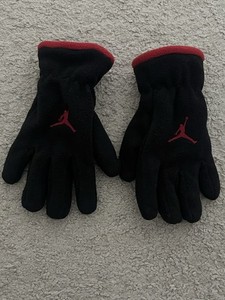 Jordan Jumpman Youth Fleece Gloves Black Red Cold Weather Winter