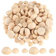 200 Pcs Half Wooden Beads, Unfinished Natural Split Wood Balls,...