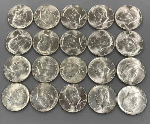 20 1964 BU US 90% Silver Kennedy 50c L24281