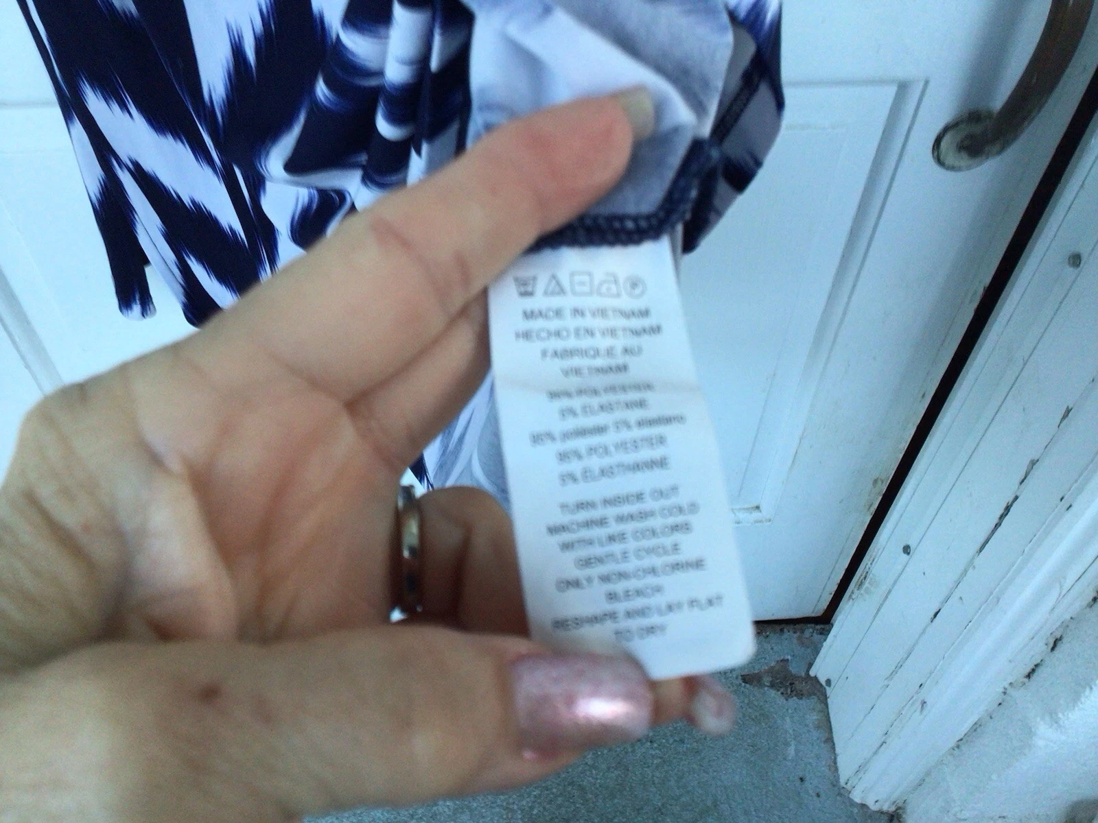 Abito tunica smanicato Michael Michael Kors blu navy bianco zig zag midi taglia 2X.