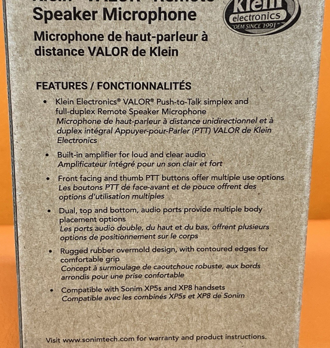 New Sonim Klein VALOR Remote Speaker Microphone for XP5s & XP8 Handsets