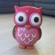 Pink Owl Ceramic Piggy Bank Collectible Animal Theme