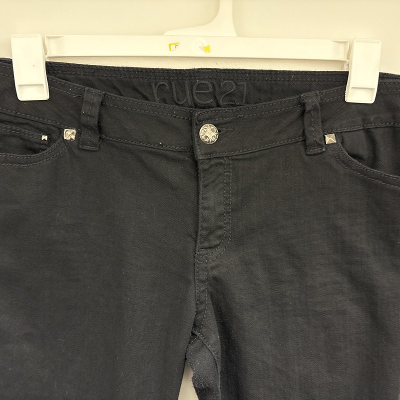 rue 21 jeans womens size 13/14r super skinny stretch mid rise distressed black